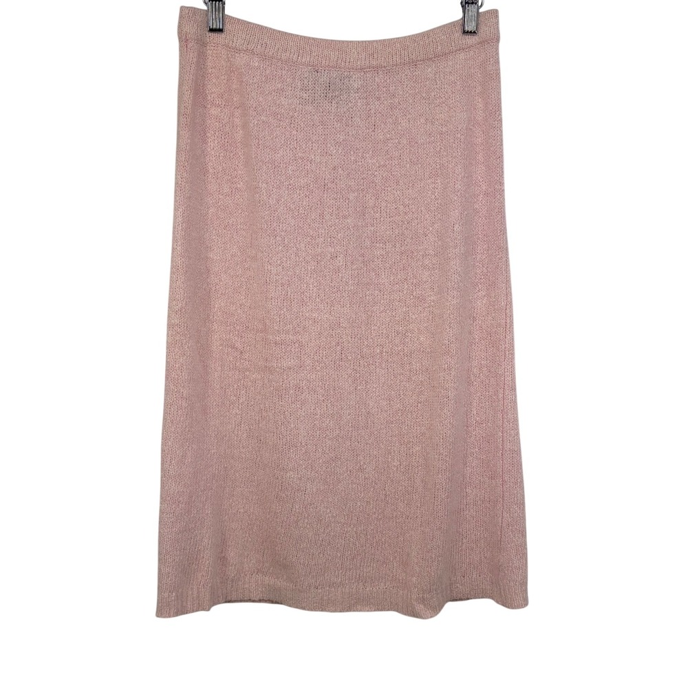 Raoul Petites Vintage Pink Silk Angora Knit Midi Skirt Medium Elastic Waist